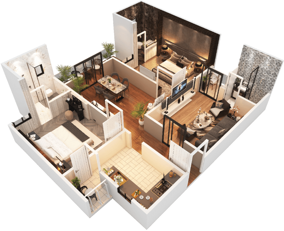 2 Bedroom (Drawing) Layout Plan