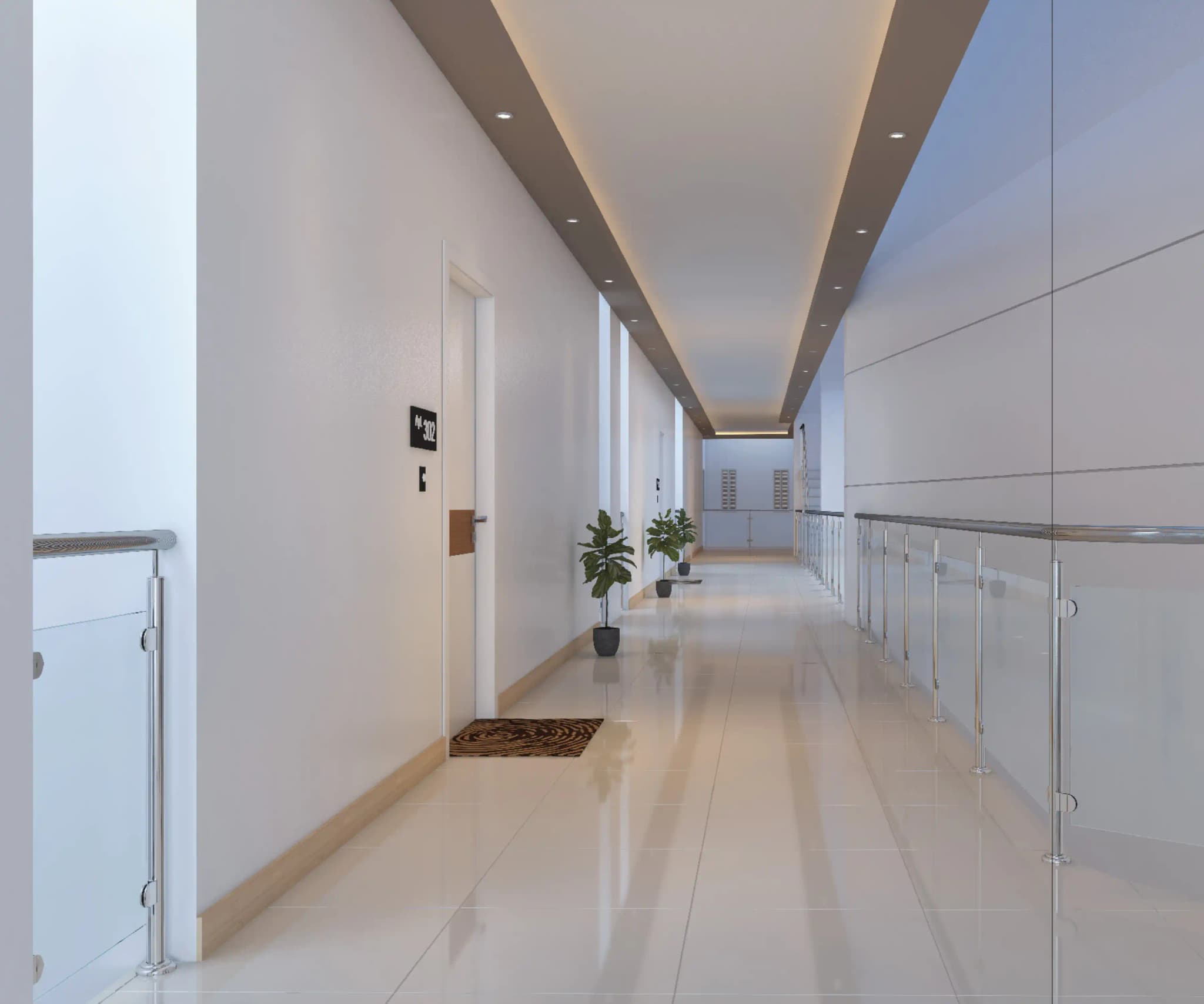 Cherrywood Tower wide hallways